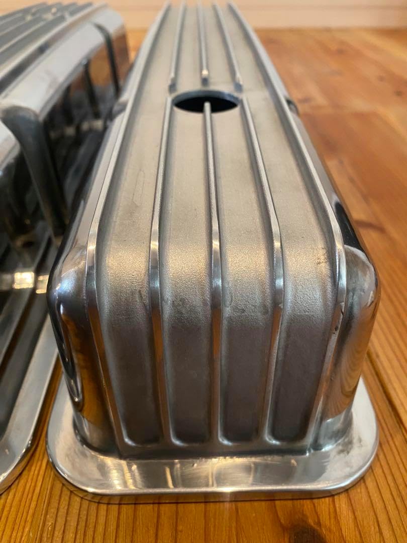 シボレー　スモールブロック　V8 283-350 用　バルブカバー　ショート Amazon | DEMOTOR PERFORMANCE アルミ製ショートフィン付きシボレー